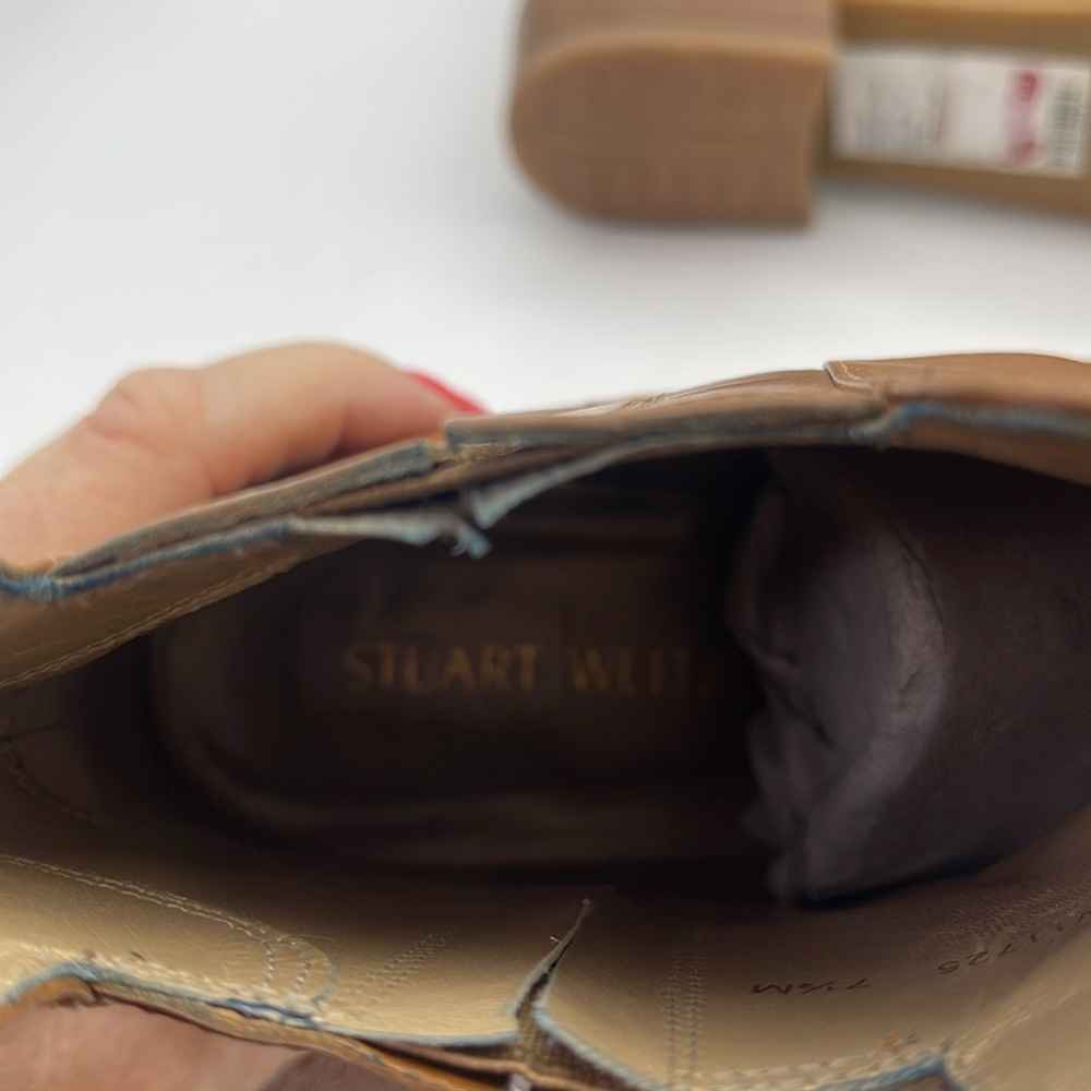 Stuart Weitzman Basilico Chelsea Booties Leather Ankle Boots Camel NWT Sz 7.5 - Picture 7 of 8
